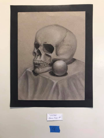 For Junior Joshua Yuan, his artwork, “Untitled," depicts a still life drawing of a skull.