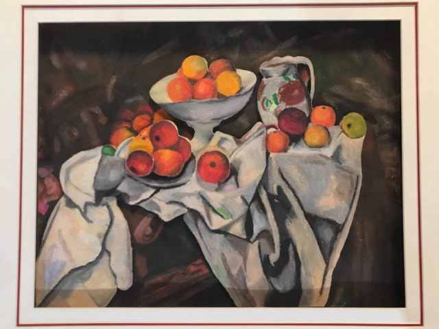 Senior Tim Xu‘s “Oil Pastel Drawing of Fruits” was inspired by the original artwork of French artist Paul Cézanne.